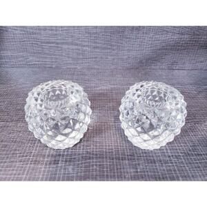 Set of 2 Cut Crystal Candle Holder Decor Paperweight
